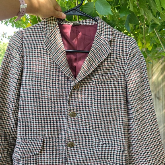 Houndstooth Blazer Jacket Menswear Patterned 3 Button Sport Coat - Picture 5 of 7